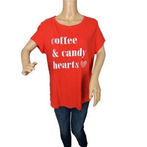 Crown & Ivy Coffee & Candy Hearts T-Shirt XL